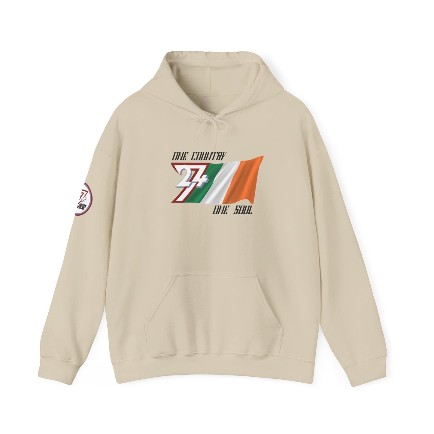 Unique Design 24/7 Ireland Flag Printed Unisex custom Hoodie sand