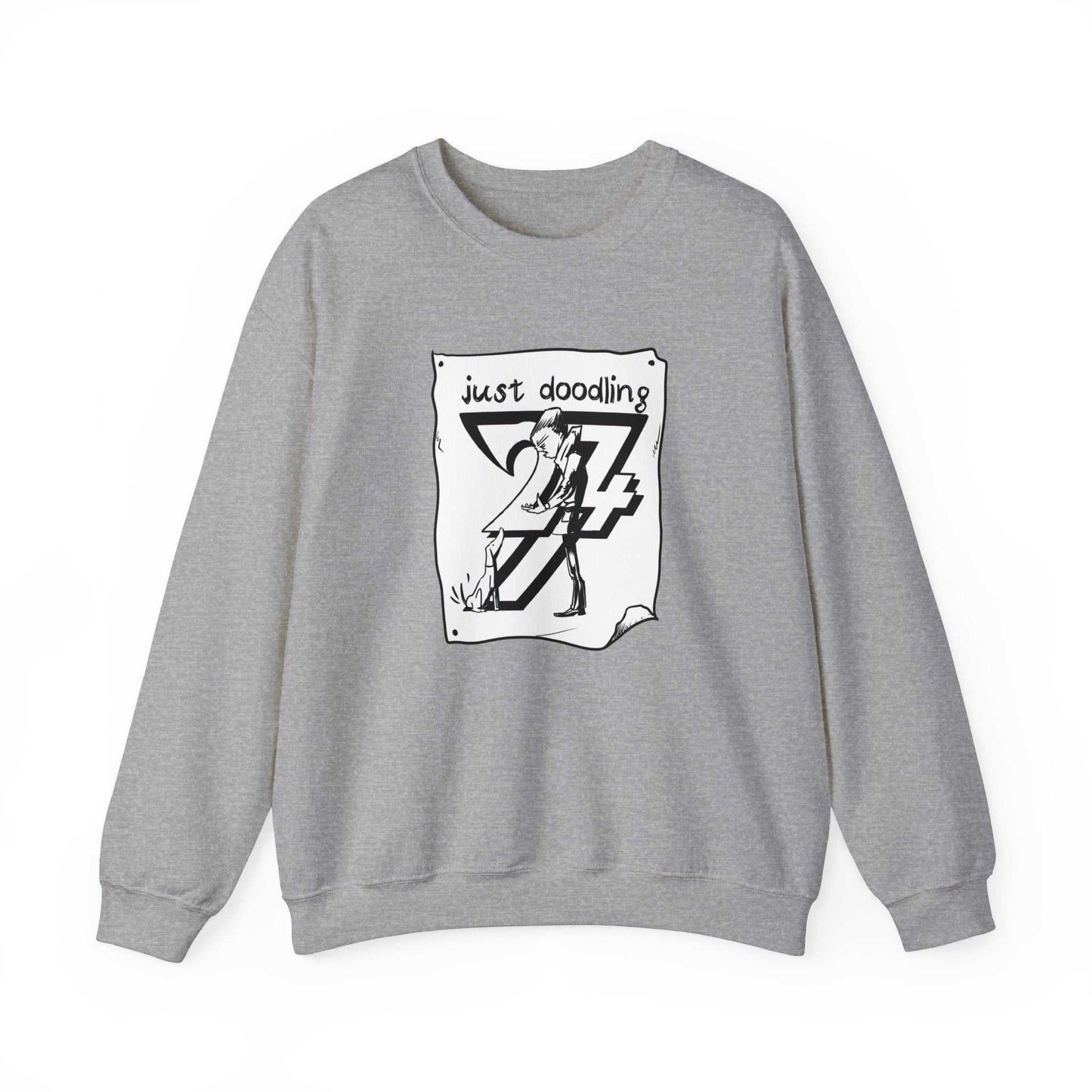 Unique Design Just Doodling Dog Owner Heavy Blend™ Crewneck Sweatshirt sports grey