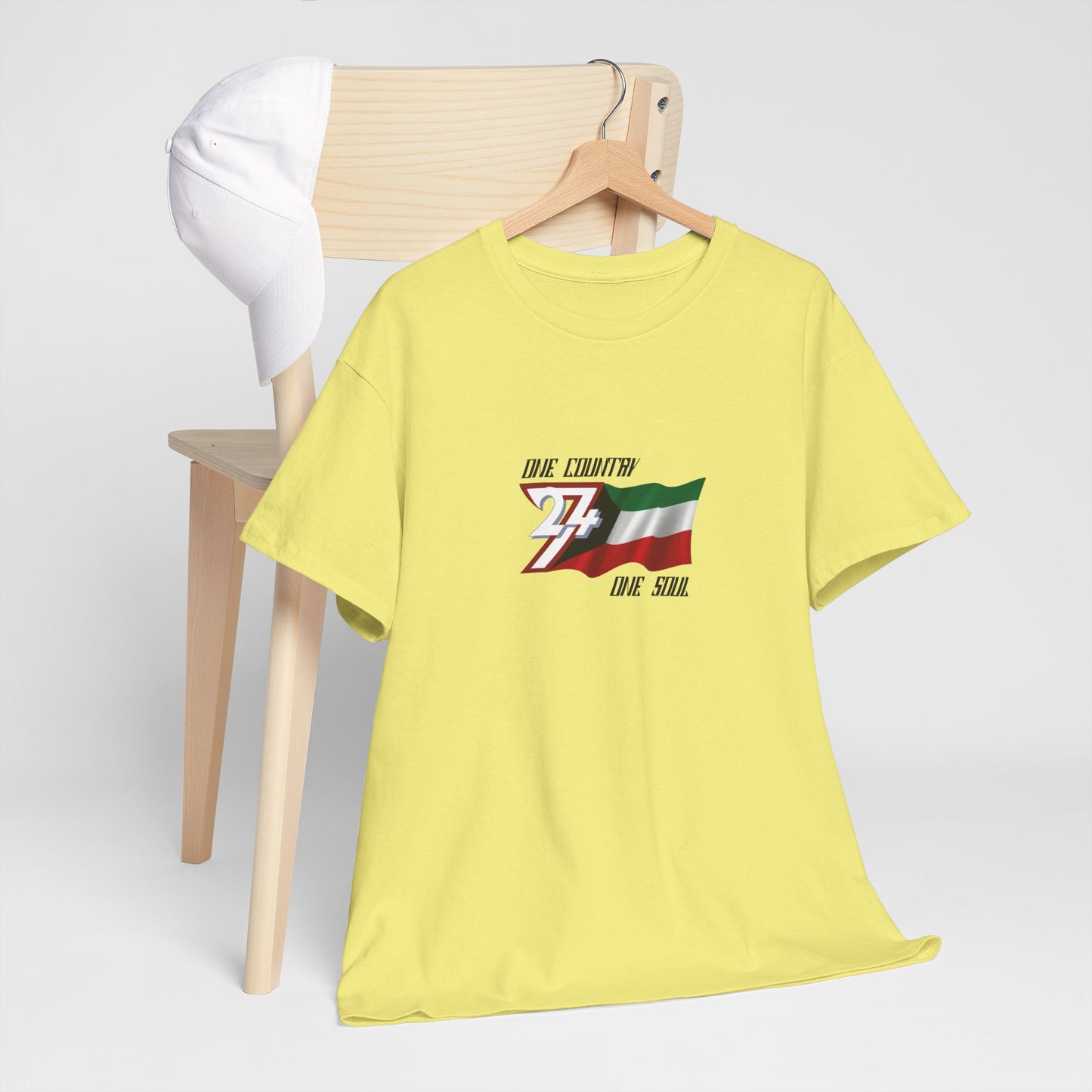 Unique Design 24/7 Kuwait Flag Printed Unisex custom T-shirt corn silk