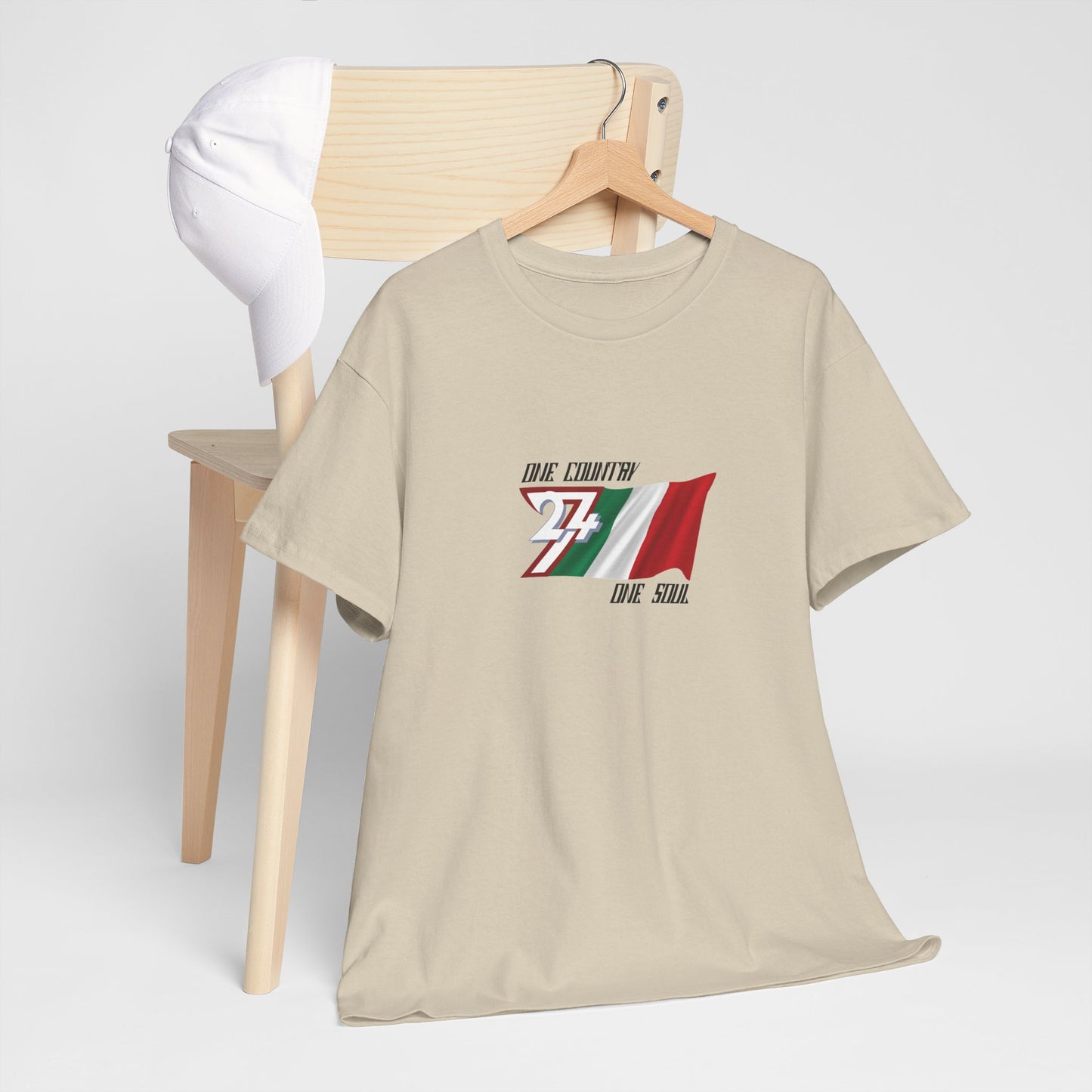 Unique Design 24/7 Italy Flag Printed Unisex custom T-shirt sand