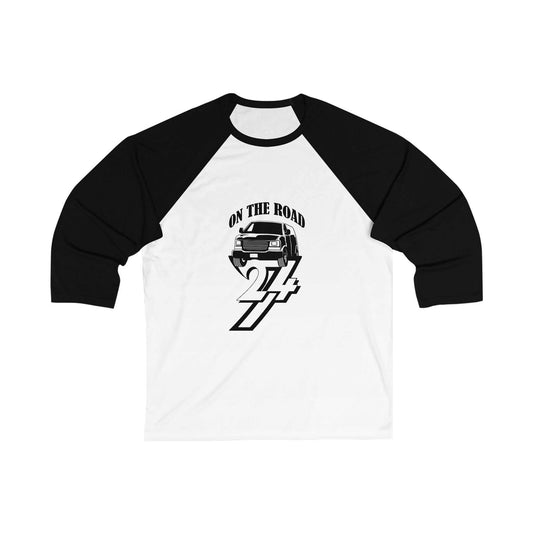 Unique Design On The Road Van 3\4 Sleeve Baseball Tee white-black