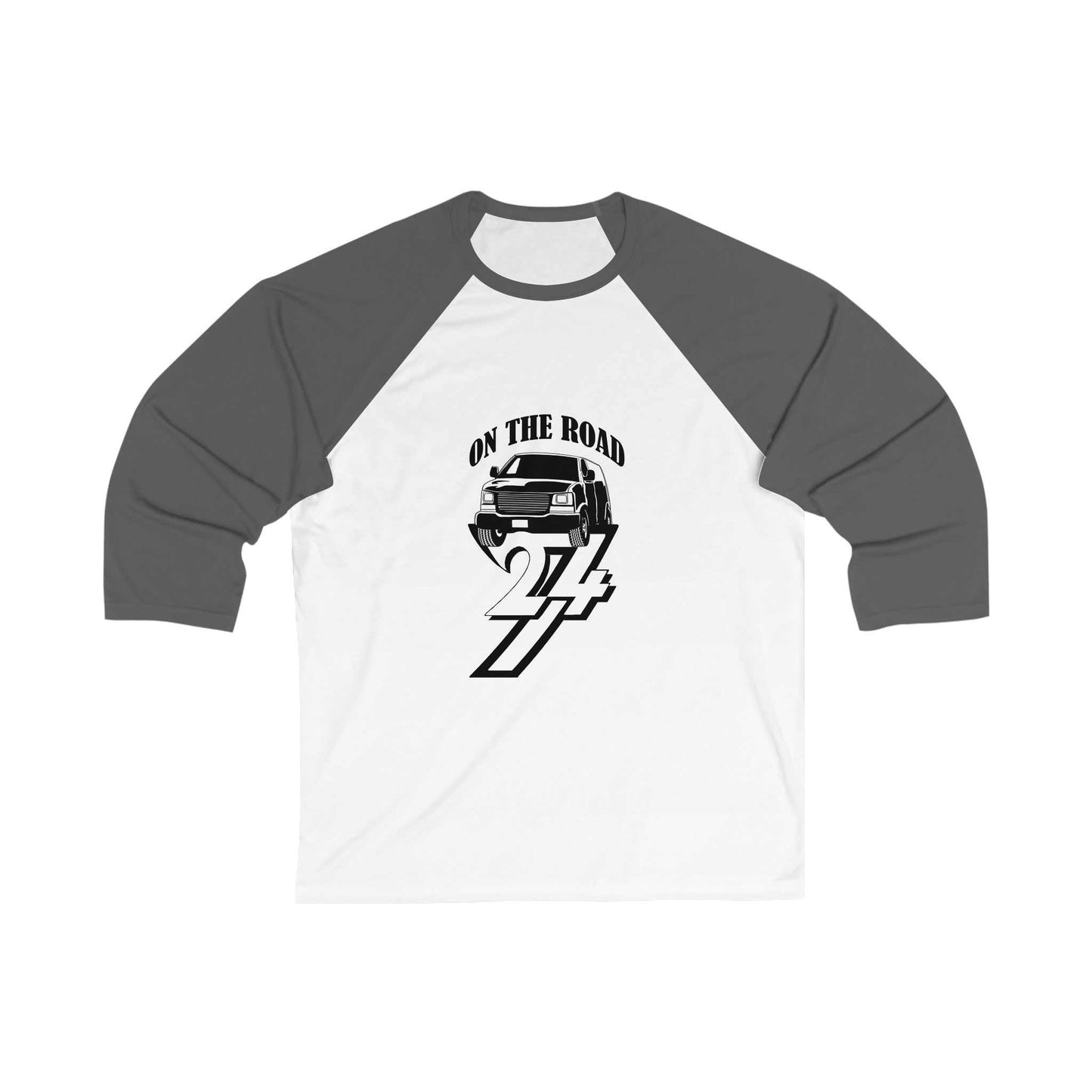 Unique Design On The Road Van 3\4 Sleeve Baseball Tee white-asphalt