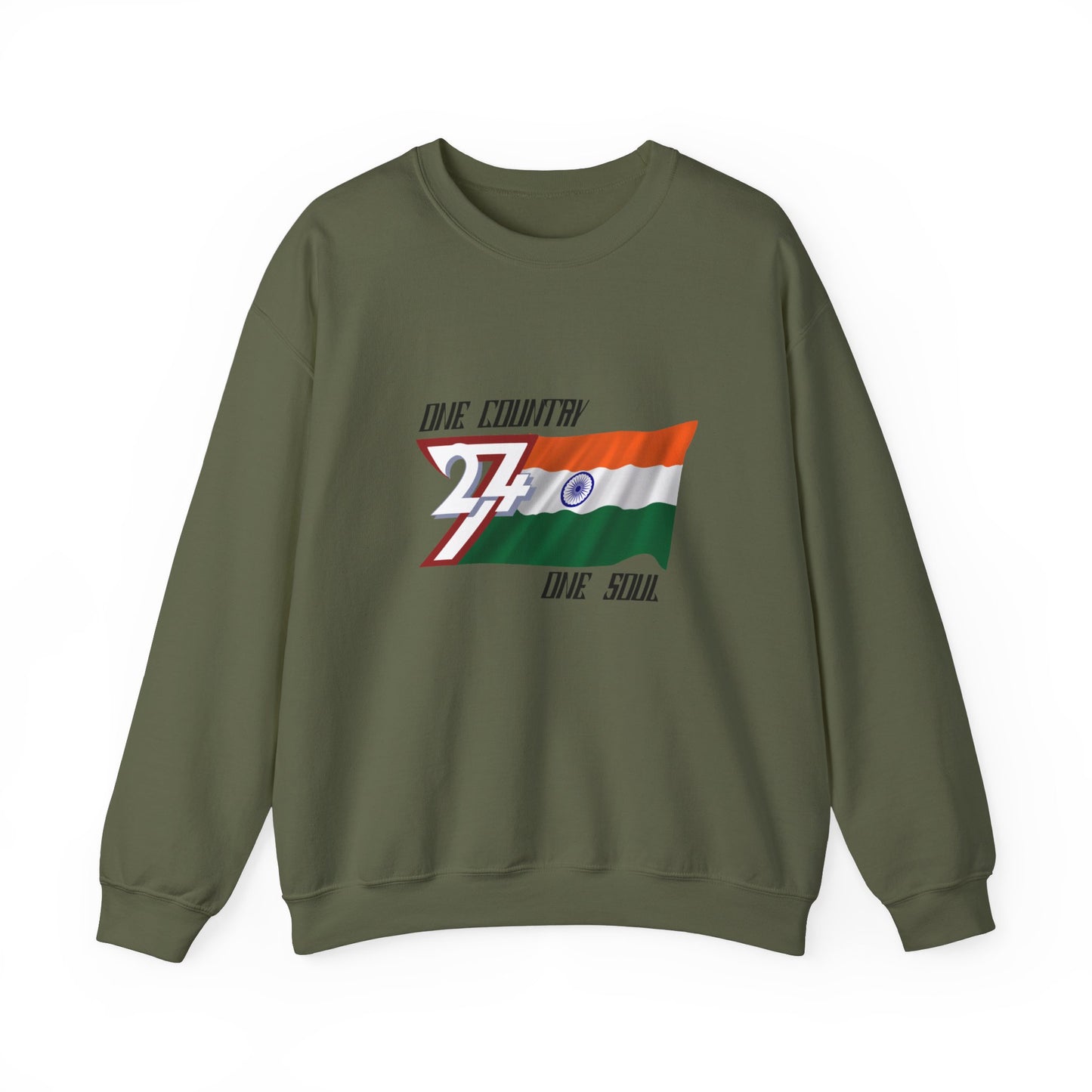 Unique Design India Flag sweatshirt military green