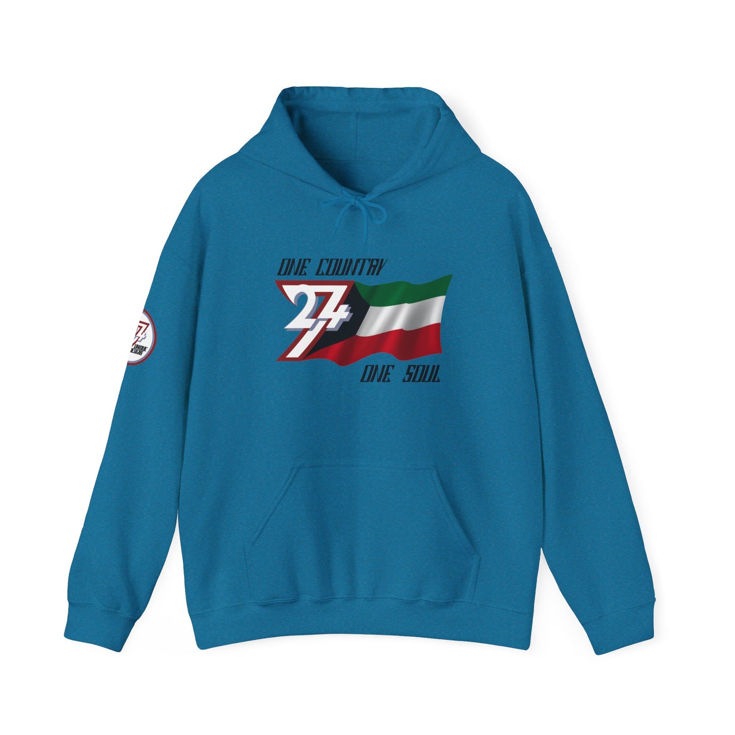 Unique Design 24/7 Kuwait Flag Printed Unisex custom Hoodie dark saphire