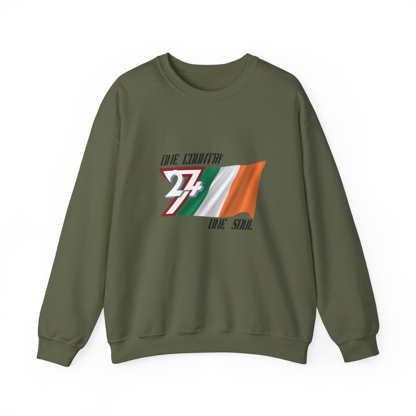 Unique Design Ireland Flag sweatshirt military green