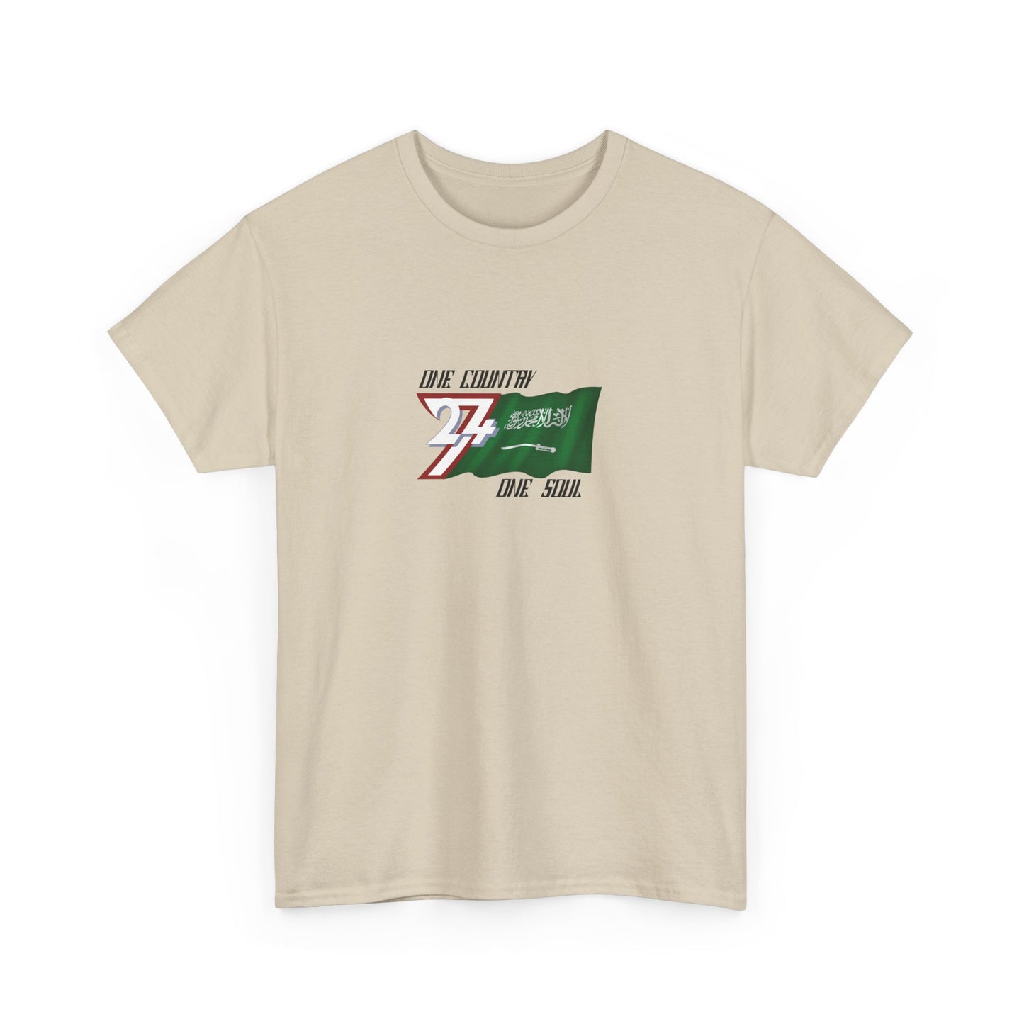 Unique Design 24/7 Saudi Arabia Flag Printed Unisex custom T-shirt sand