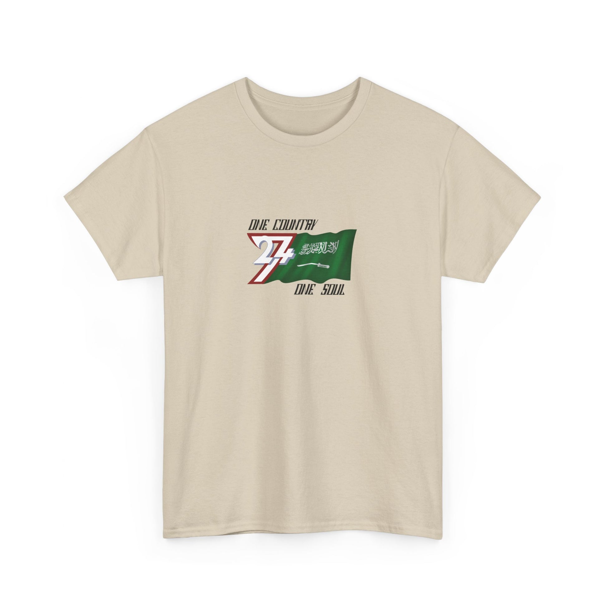 Unique Design 24/7 Saudi Arabia Flag Printed Unisex custom T-shirt sand