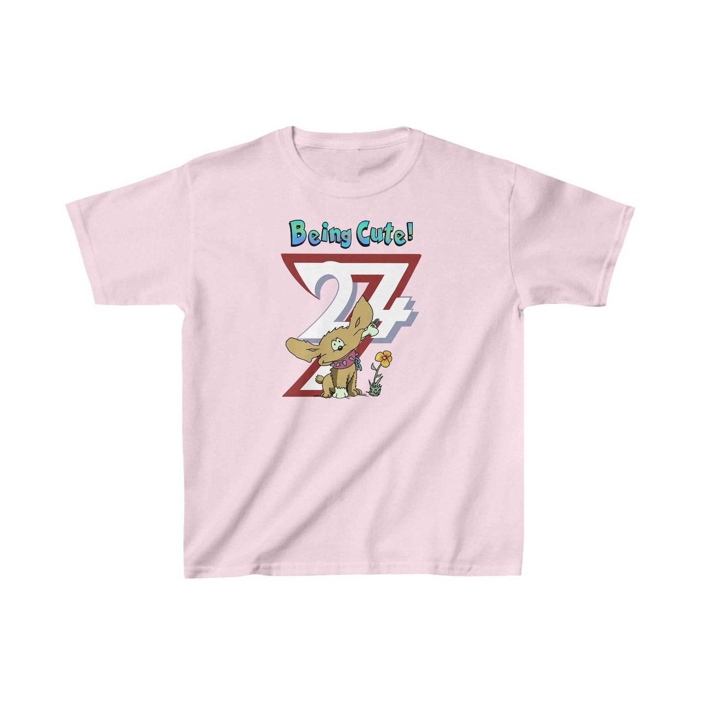 Unique Design Kids doggy on t-shirt light pink