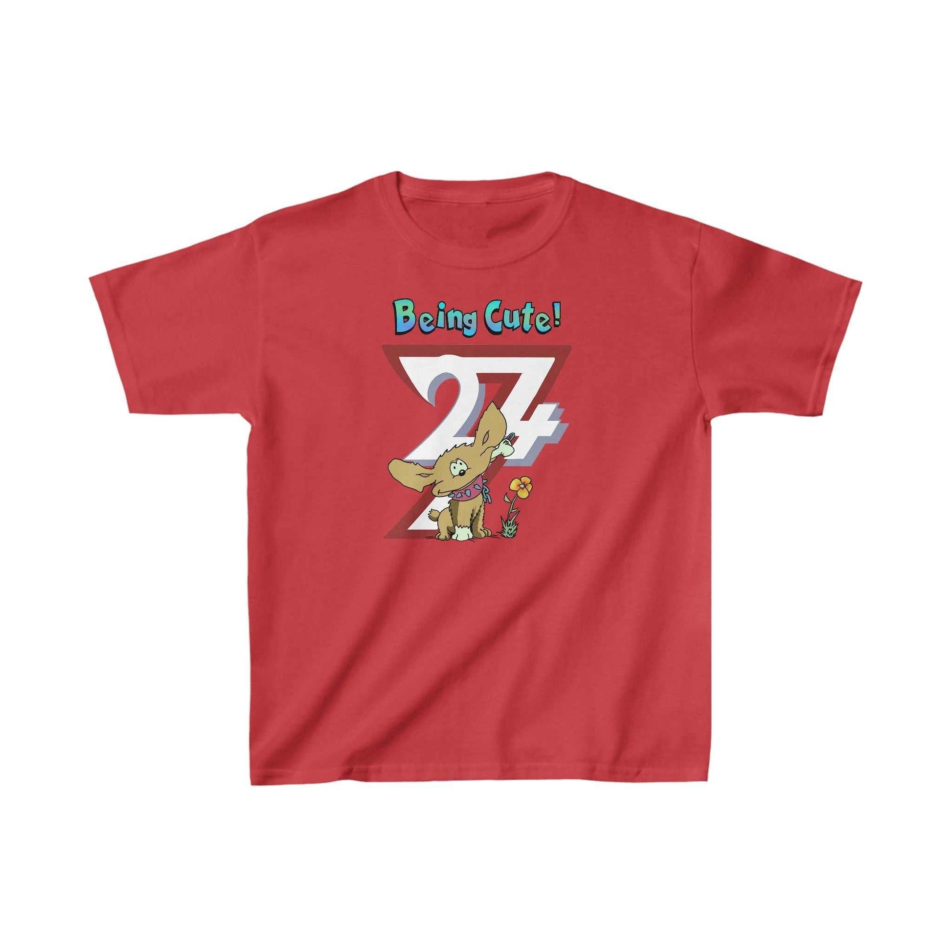 Unique Design Kids doggy on t-shirt red