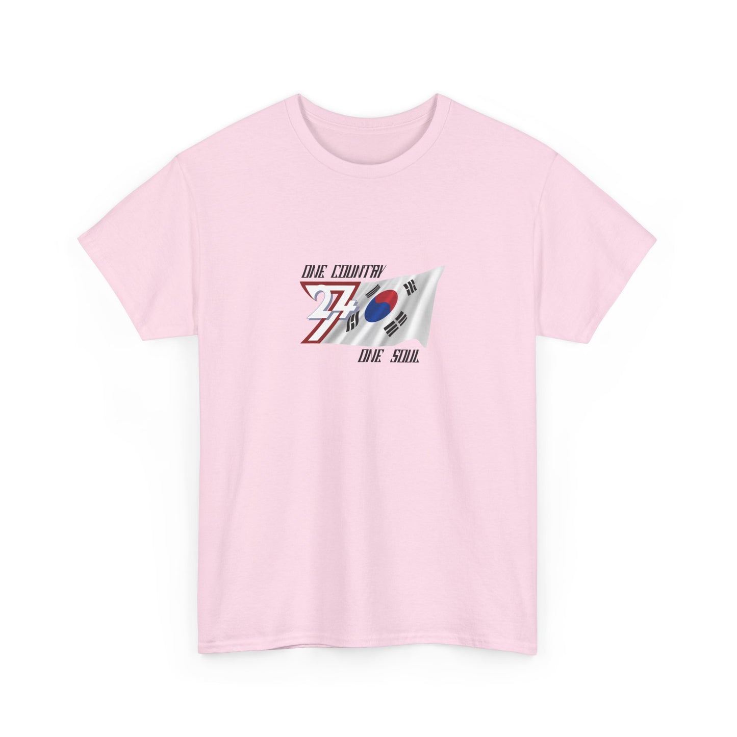 Unique Design 24/7 South Korea Flag Printed Unisex custom T-shirt light pink