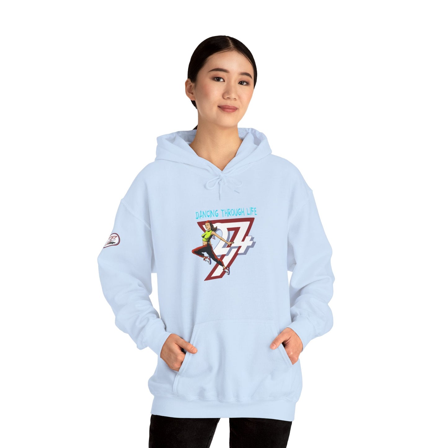 Unique Design Street Dancing Girl Printed Unisex custom Hoodie light blue