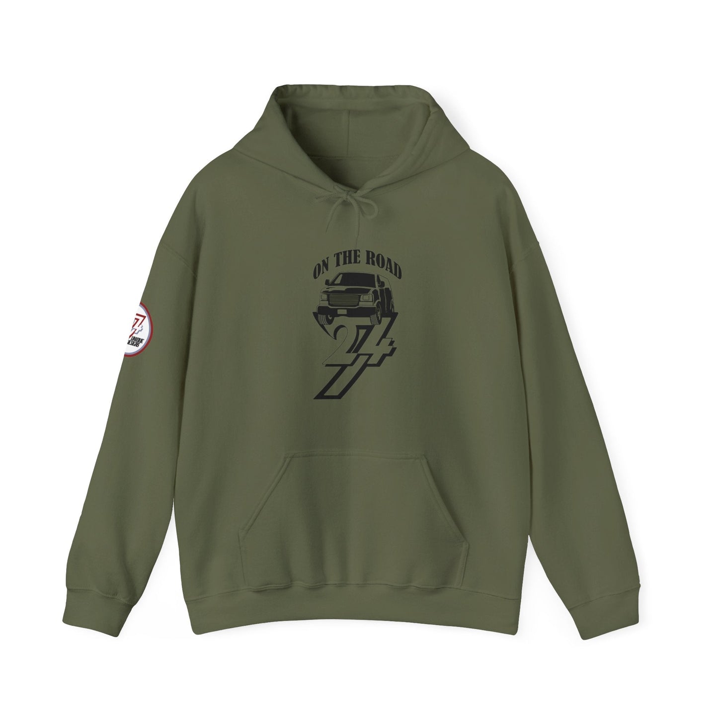 Unique Design On The Road Van Printed Unique Hoodie military green