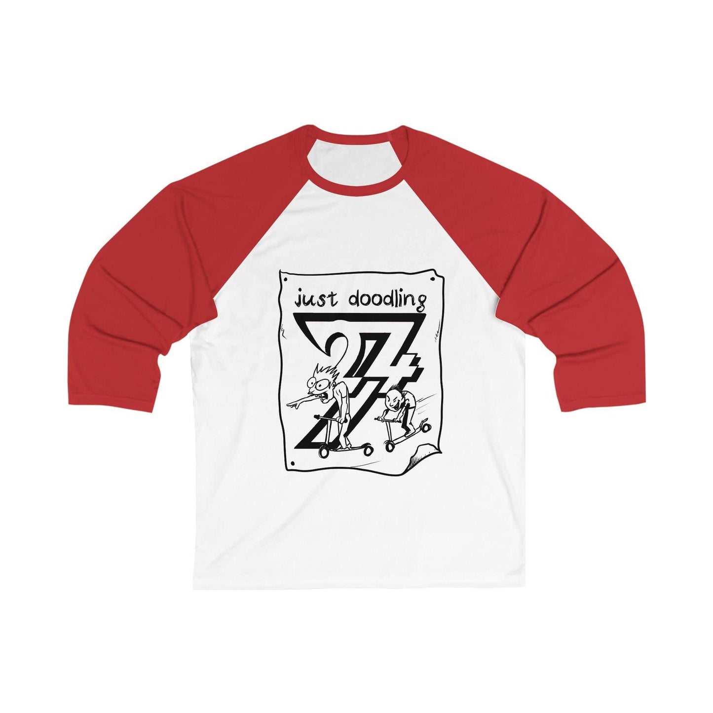 Unique Design Just Doodling Scooter Kids 3\4 Sleeve Baseball Tee white-red