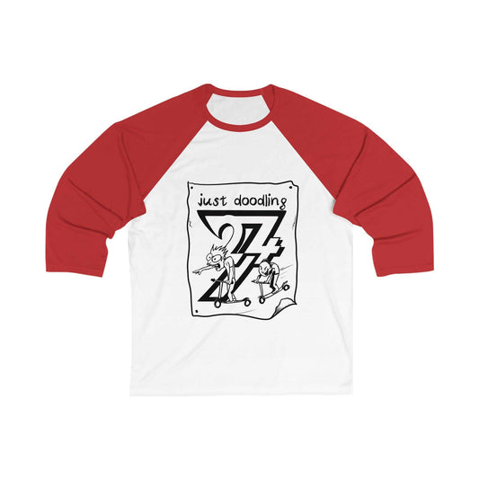 Unique Design Just Doodling Scooter Kids 3\4 Sleeve Baseball Tee white-red