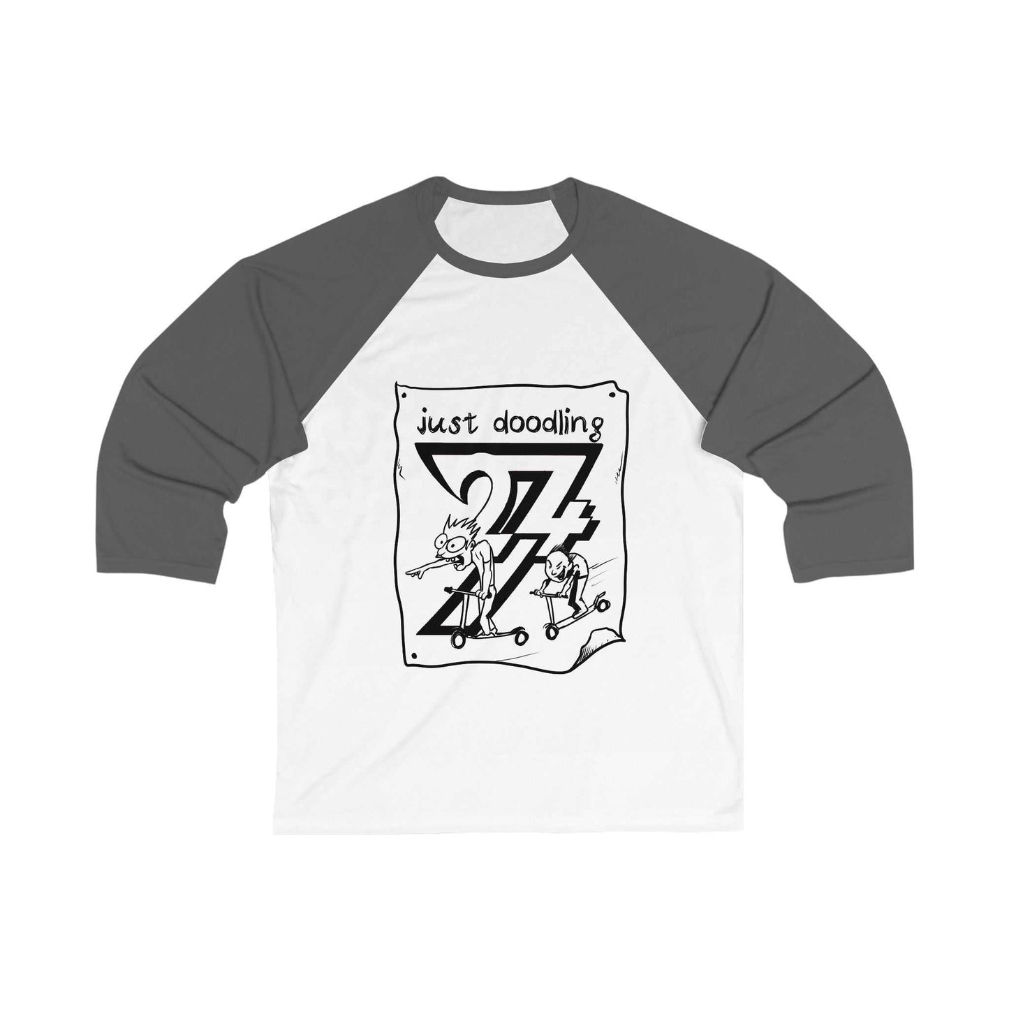 Unique Design Just Doodling Scooter Kids 3\4 Sleeve Baseball Tee white-asphalt