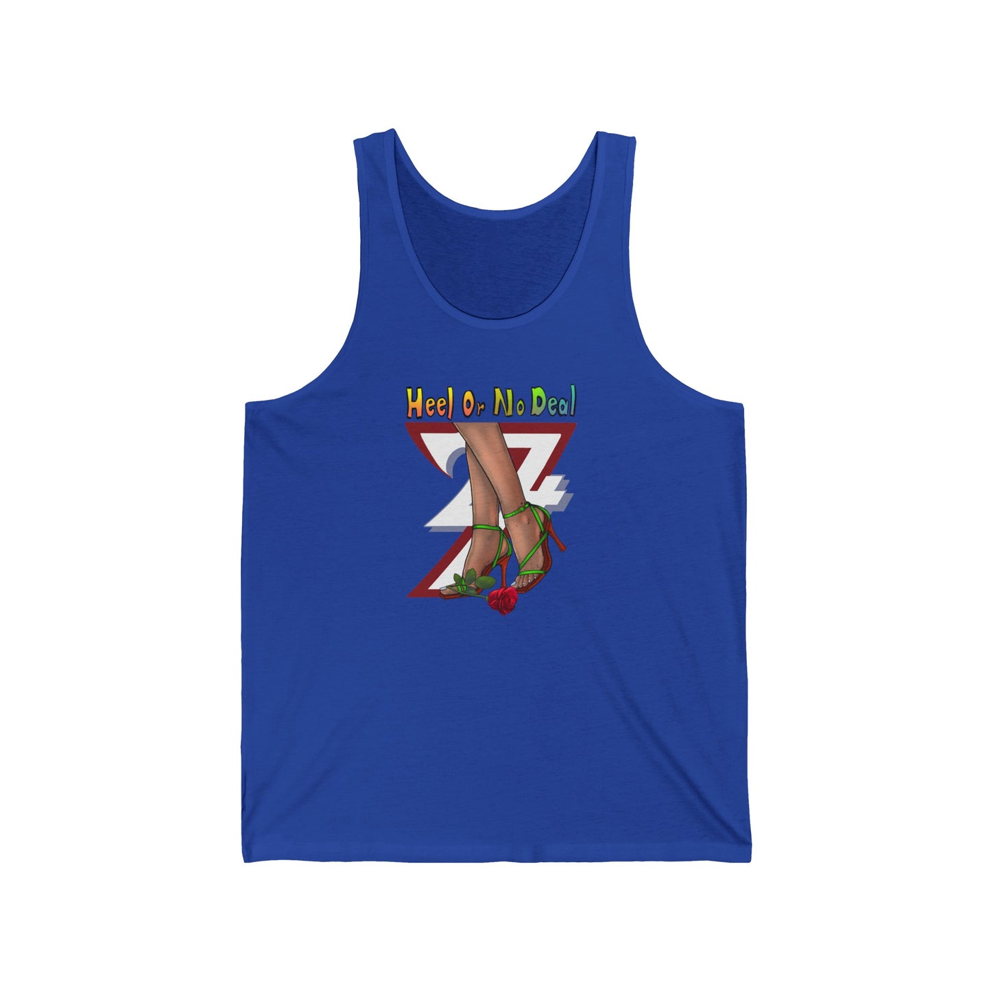 Tank Top: "Heel or No Deal" Women's Jersey Tank by 24/7 Unique Designs true royal