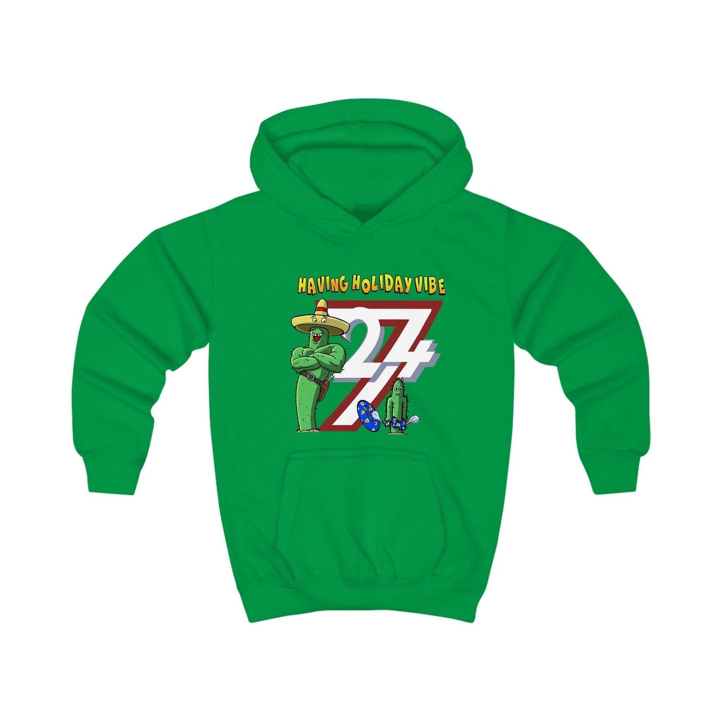 Unique Design Kids Hoodie Leonando Holiday Vibe kelly green