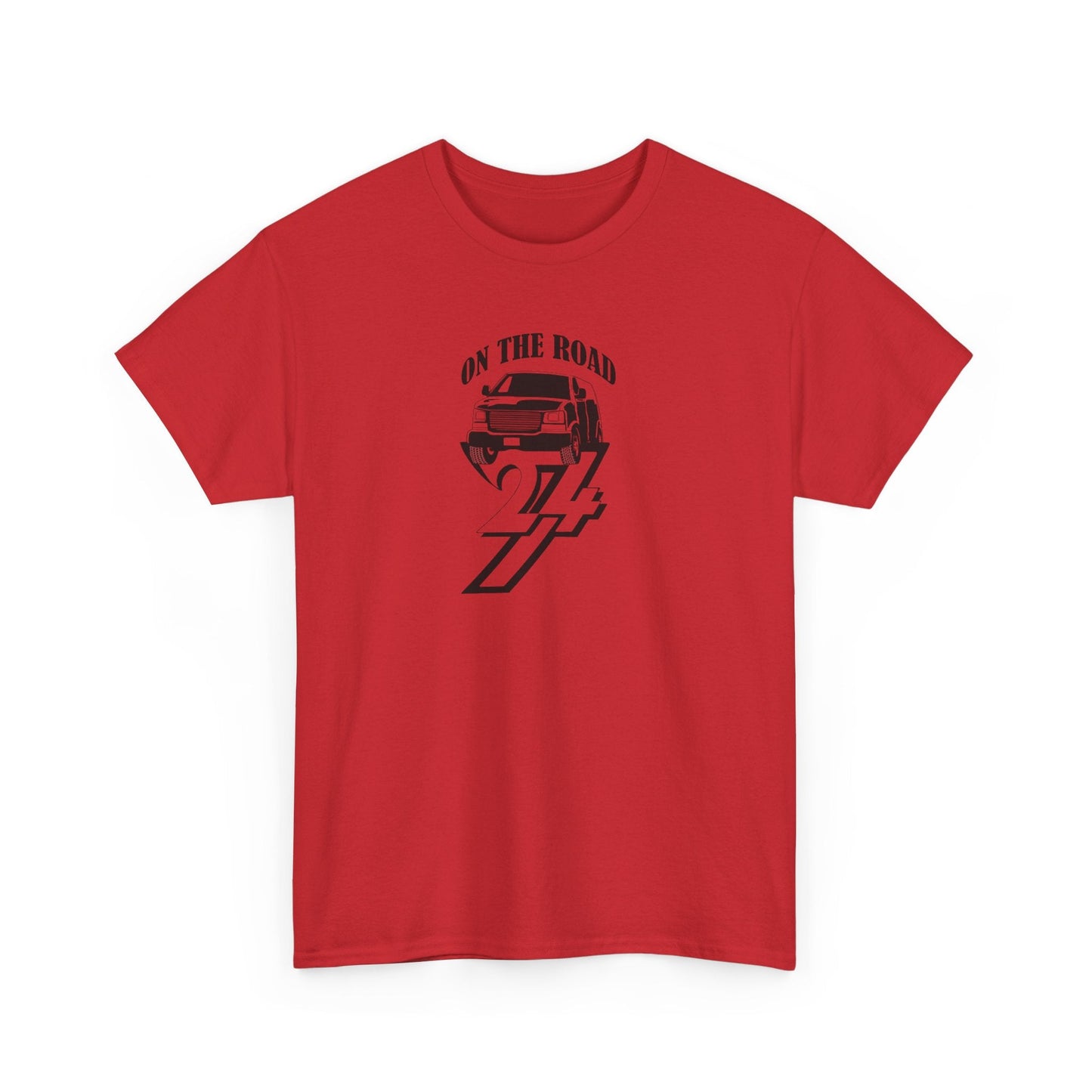 Unique T-shirt On The Road Van black unisex T-shirt red