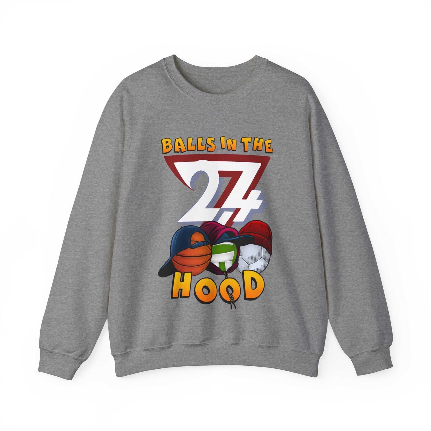 Unique Design Balls In The Hood Heavy Blend™ Crewneck Sweatshirt graphite heather