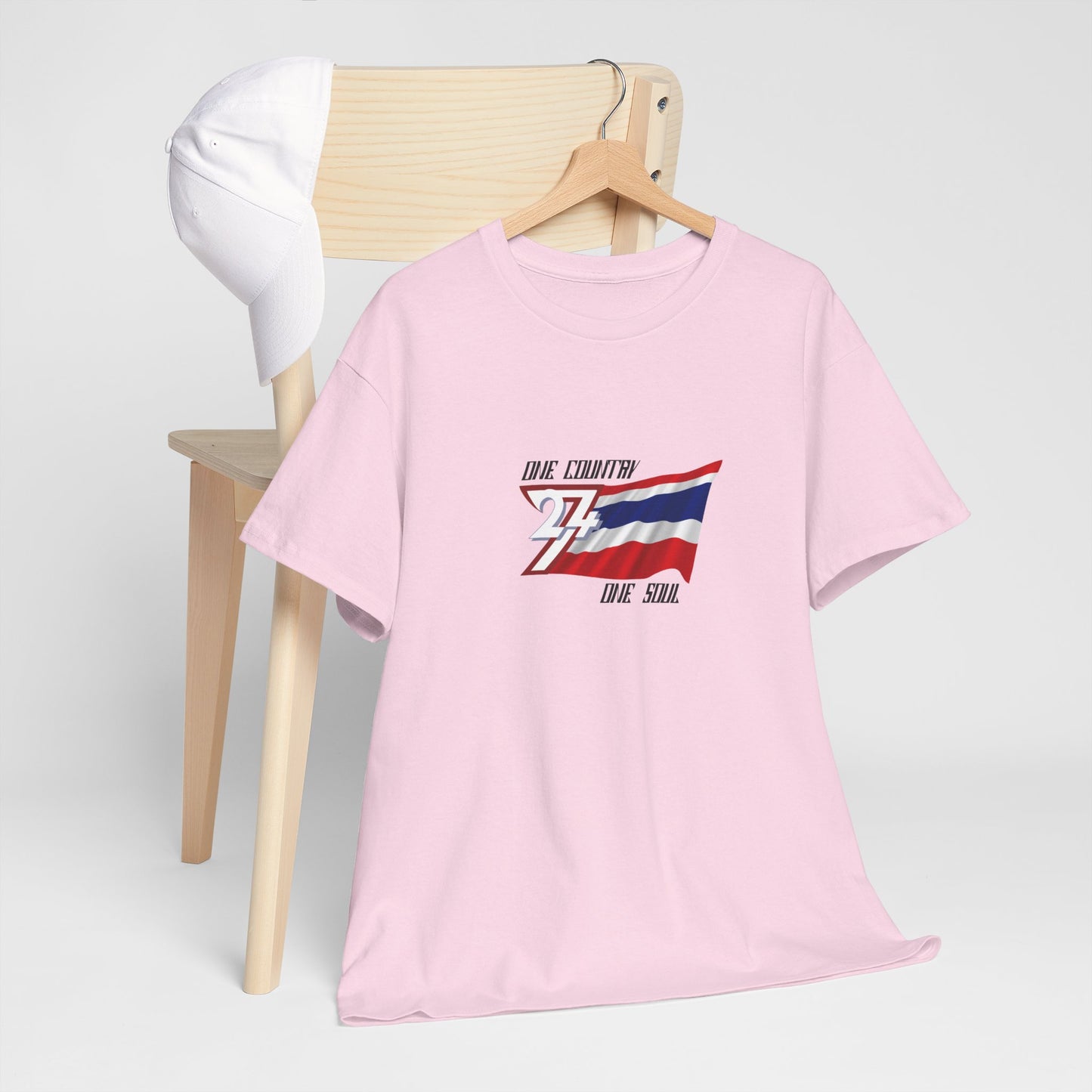 Unique Design 24/7 Thailand Flag Printed Unisex custom T-shirt light pink