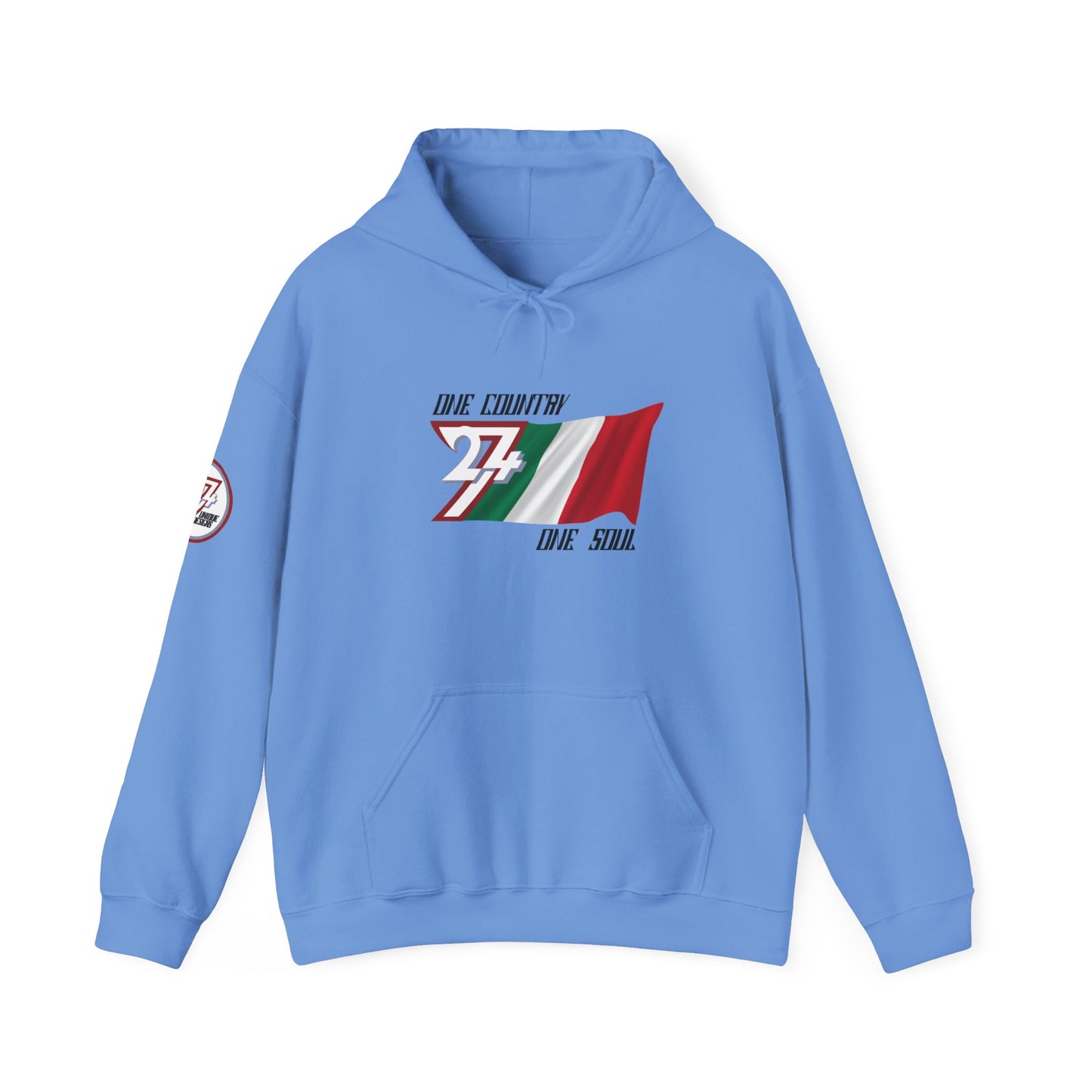 Unique Design 24/7 Italy Flag Printed Unisex custom Hoodie carolina blue