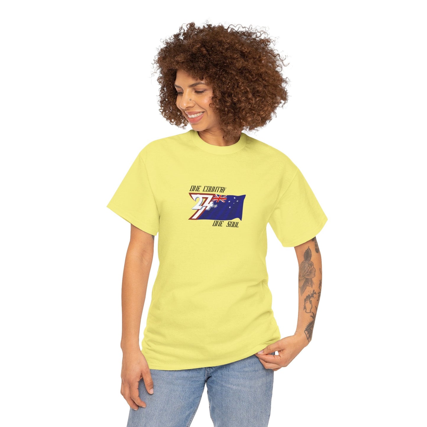 Unique Design Australia Flag Printed custom T-shirt corn silk