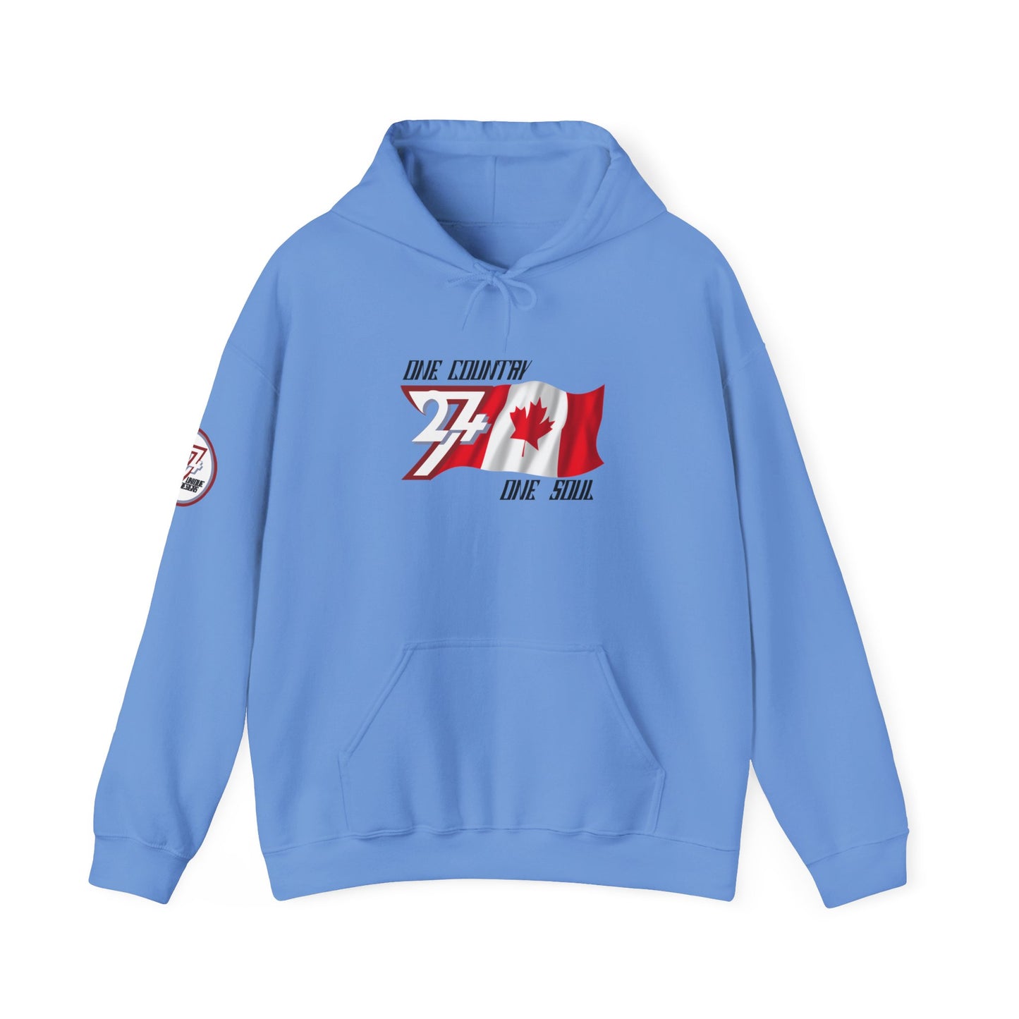 Unique Design 24/7 Canada Flag Printed Unisex custom Hoodie carolina blue