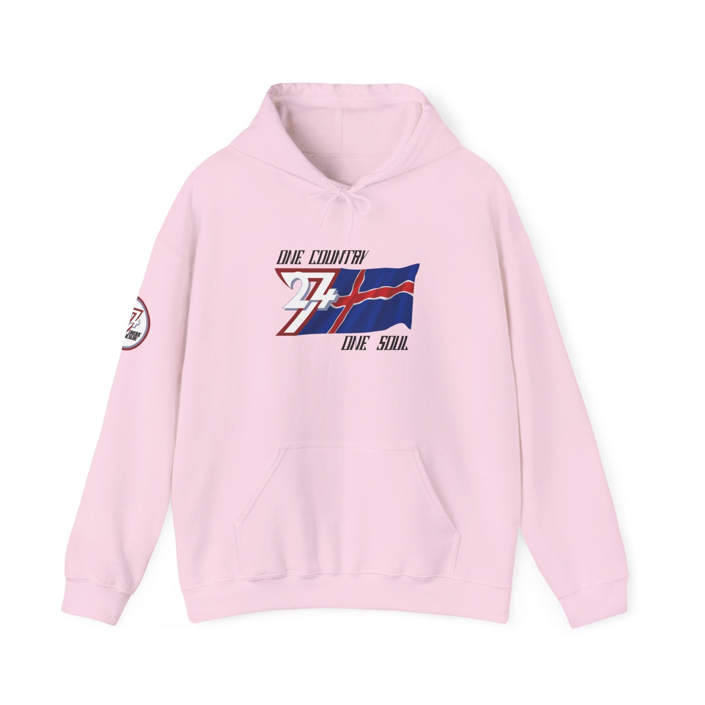 Unique Design 24/7 Iceland Flag Printed Unisex custom Hoodie light pink