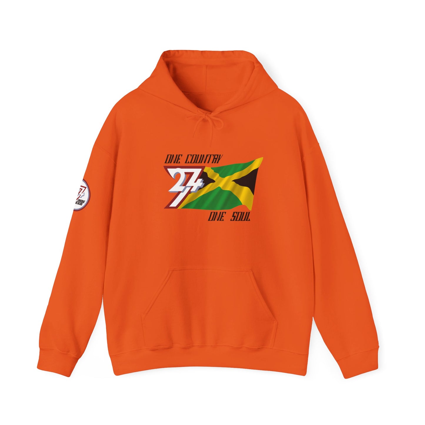 Unique Design 24/7 Jamaica Flag Printed Unisex custom Hoodie orange