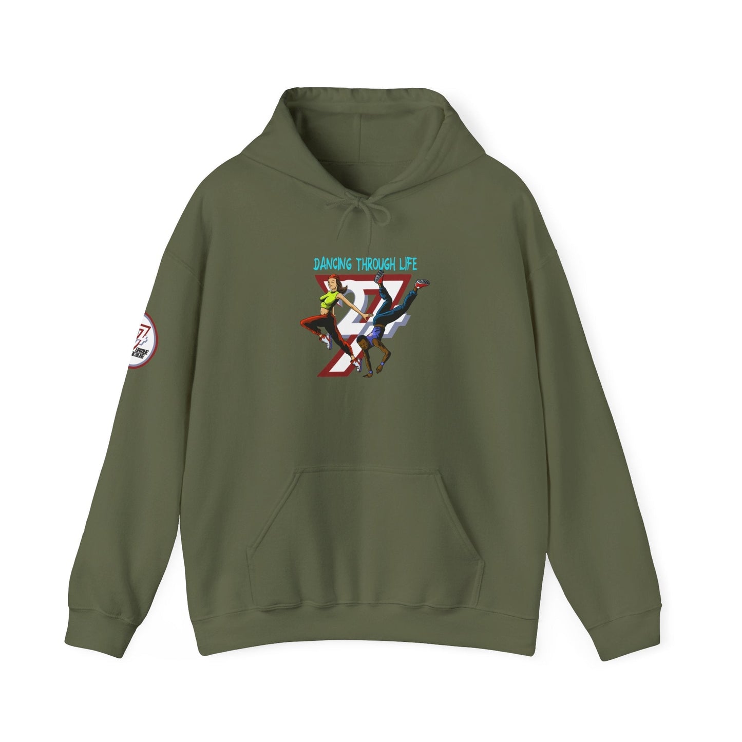 Unique Design Street Dancing Couple Printed Unisex custom Hoodie military green