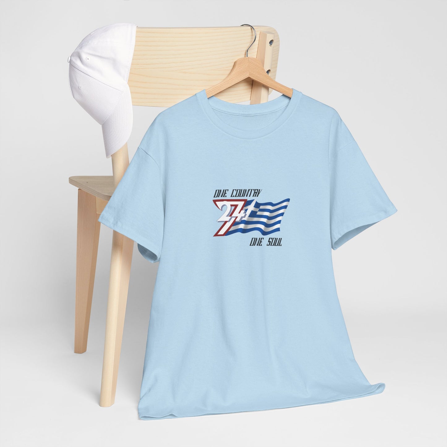 Unique Design Greece Flag Printed custom T-shirt light blue