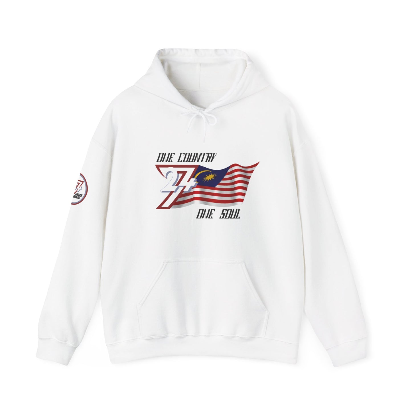 Unique Design 24/7 Malaysia Flag Printed Unisex custom Hoodie white