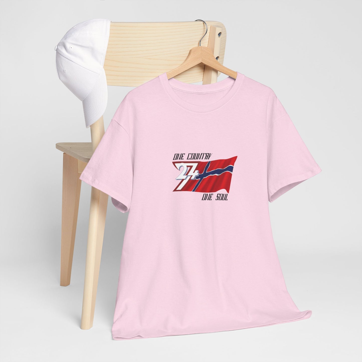 Unique Design 24/7 Norway Flag Printed Unisex custom T-shirt light pink