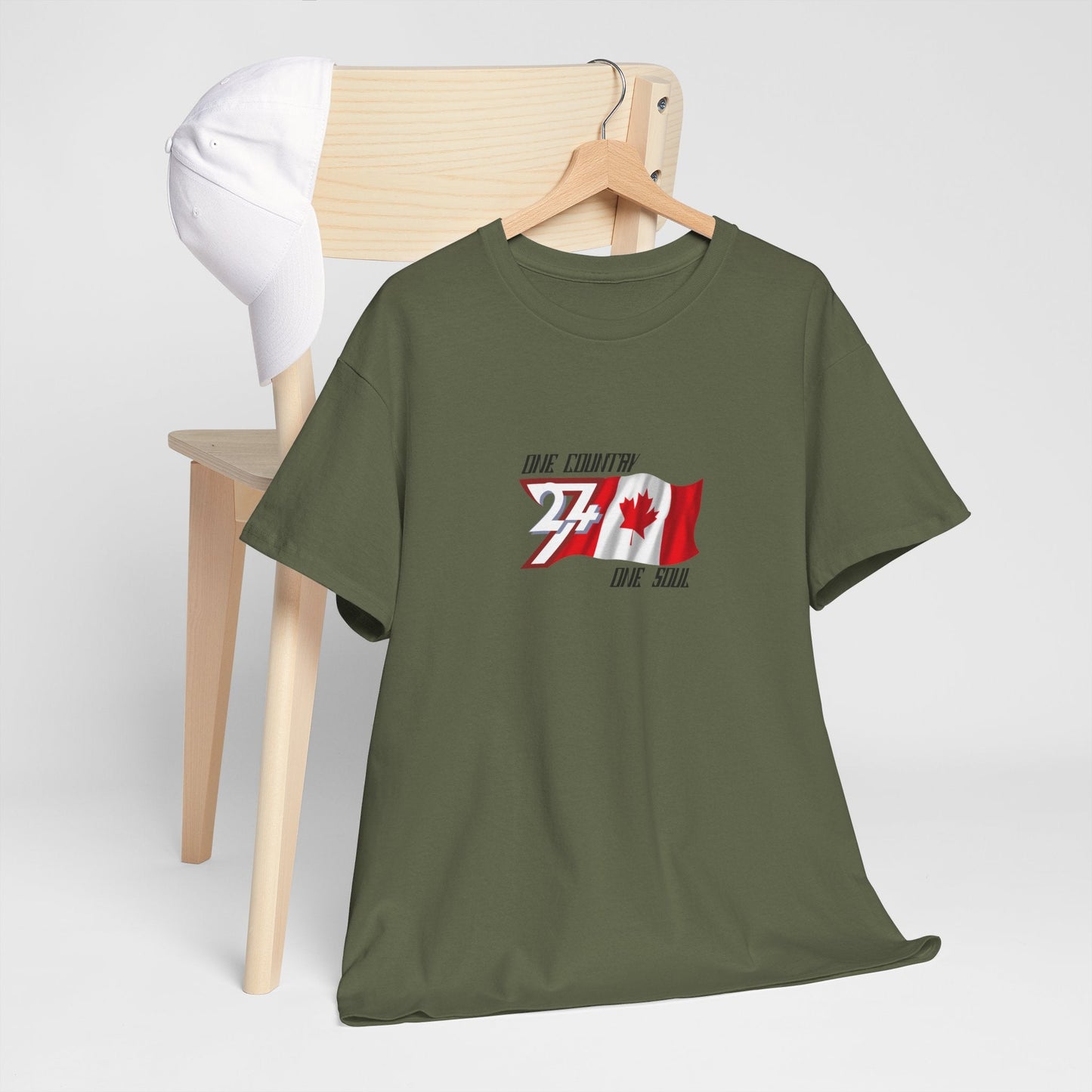 Unique Design Canada Flag Printed custom T-shirt military green