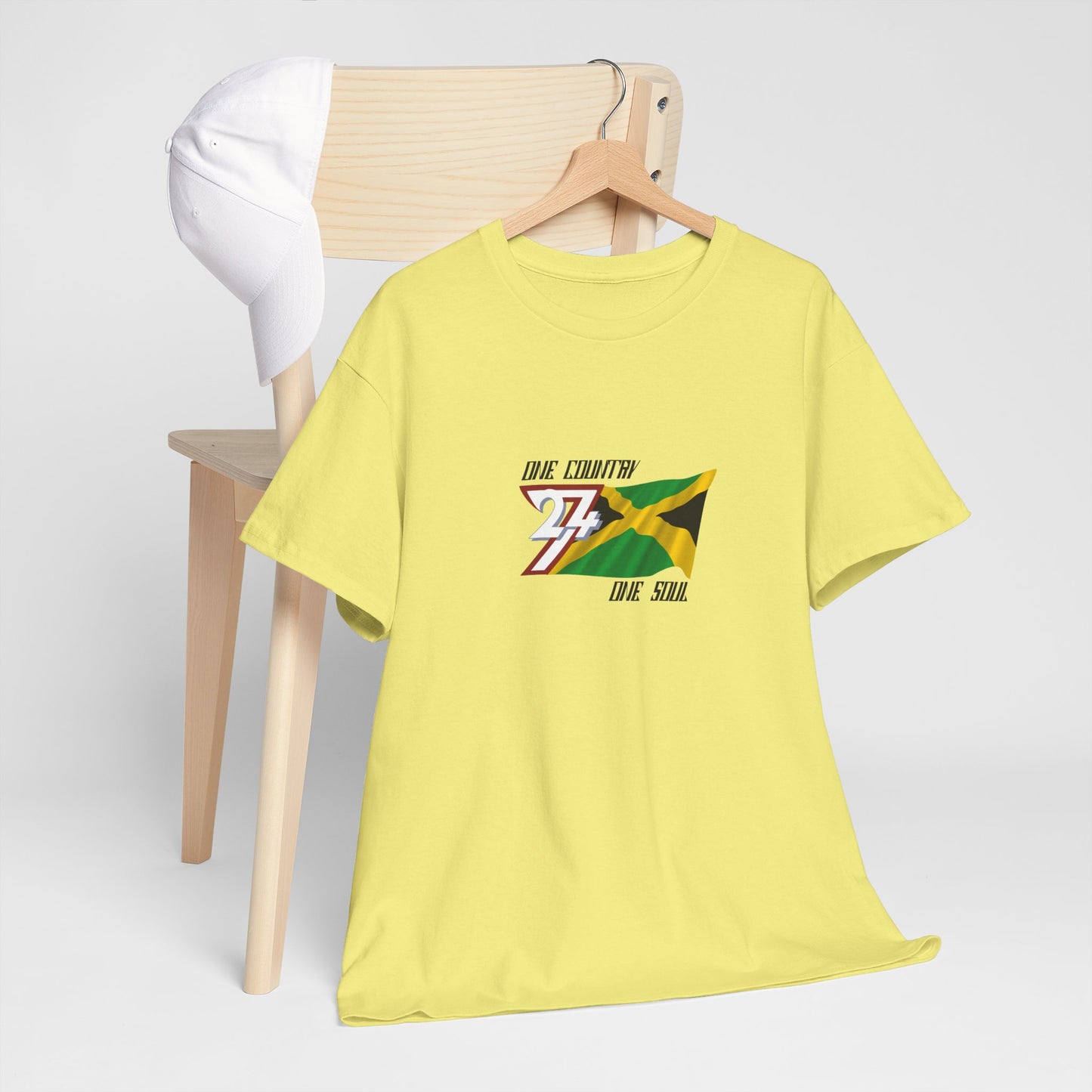 Unique Design 24/7 Jamaica Flag Printed Unisex custom T-shirt corn silk