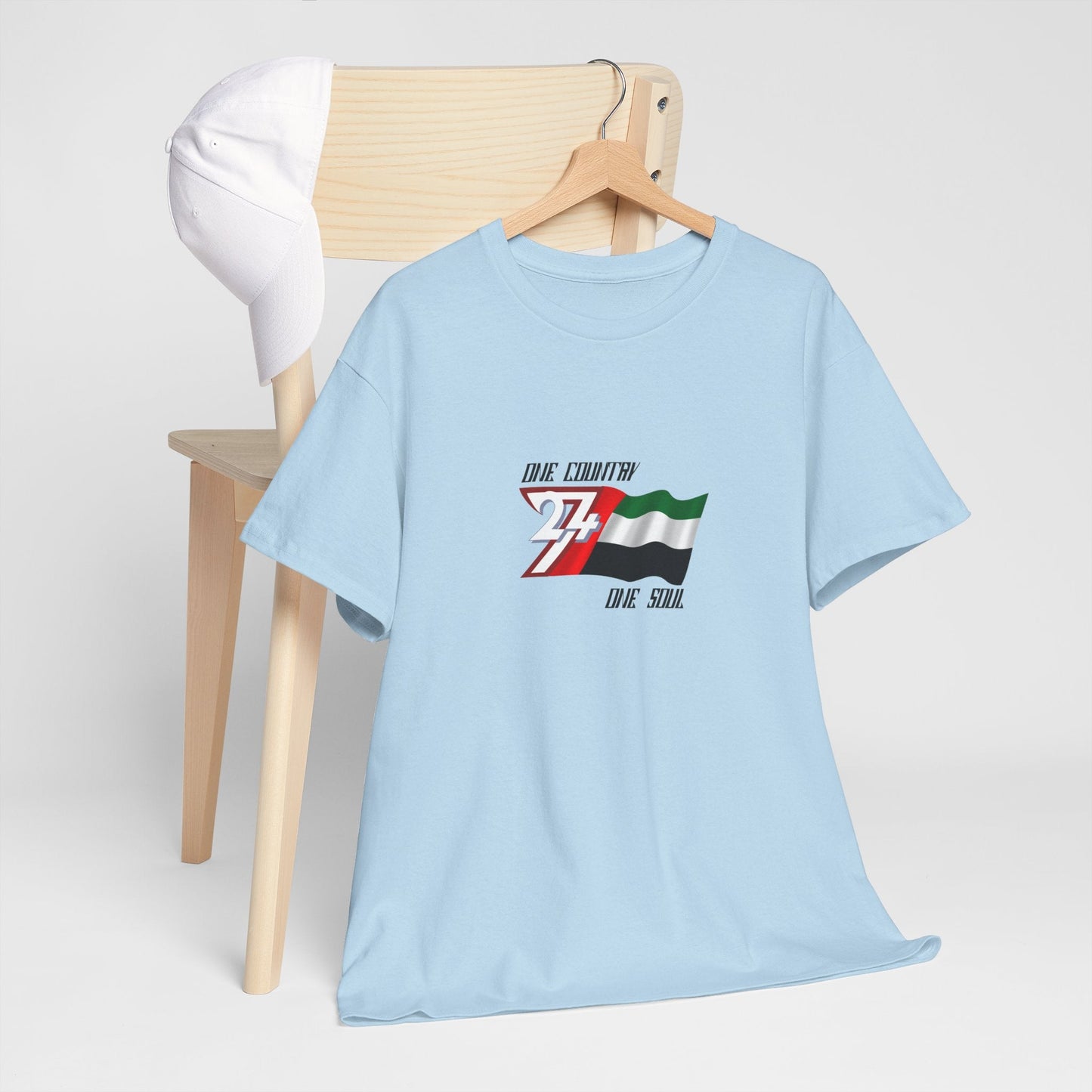 Unique Design United Arab Emirates Flag Printed custom T-shirt light blue