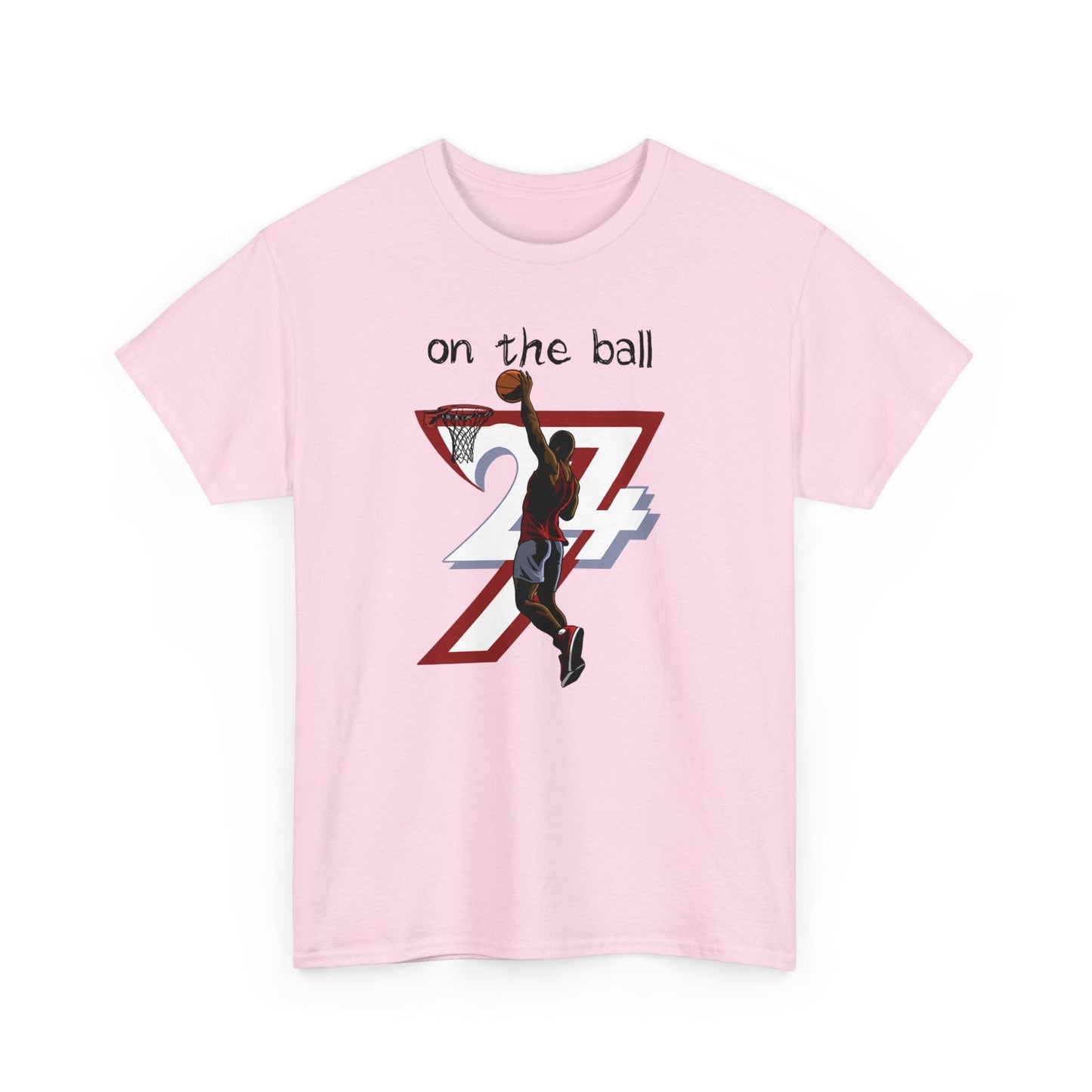 Unique Design Basketball Sport Printed T-shirt light pink