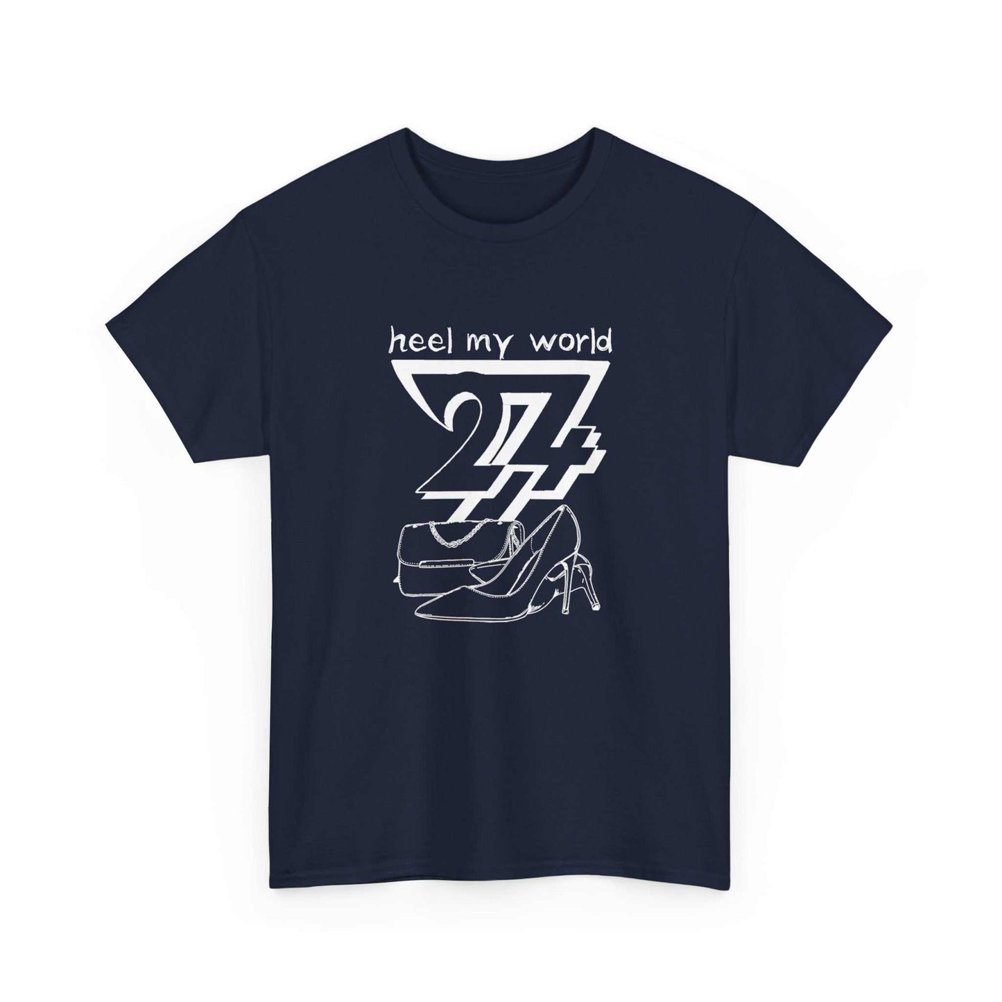 Art T-shirt: Heel my World printed T-shirt navy