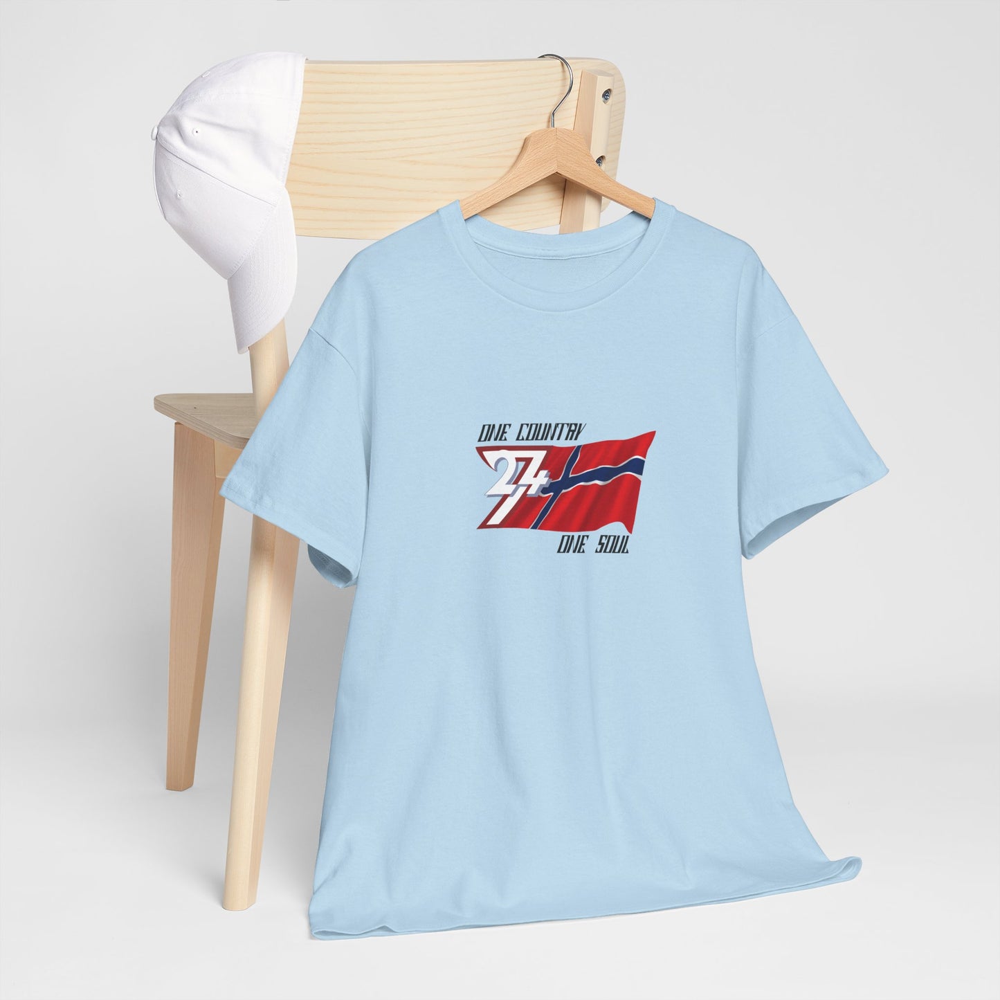 Unique Design 24/7 Norway Flag Printed Unisex custom T-shirt light blue