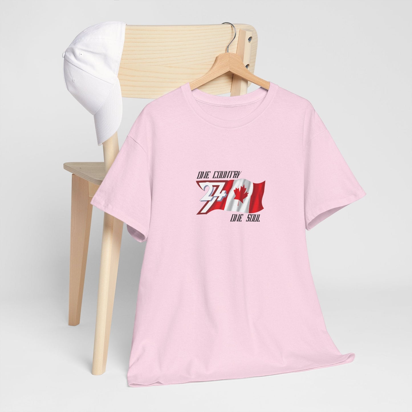 Unique Design Canada Flag Printed custom T-shirt light pink