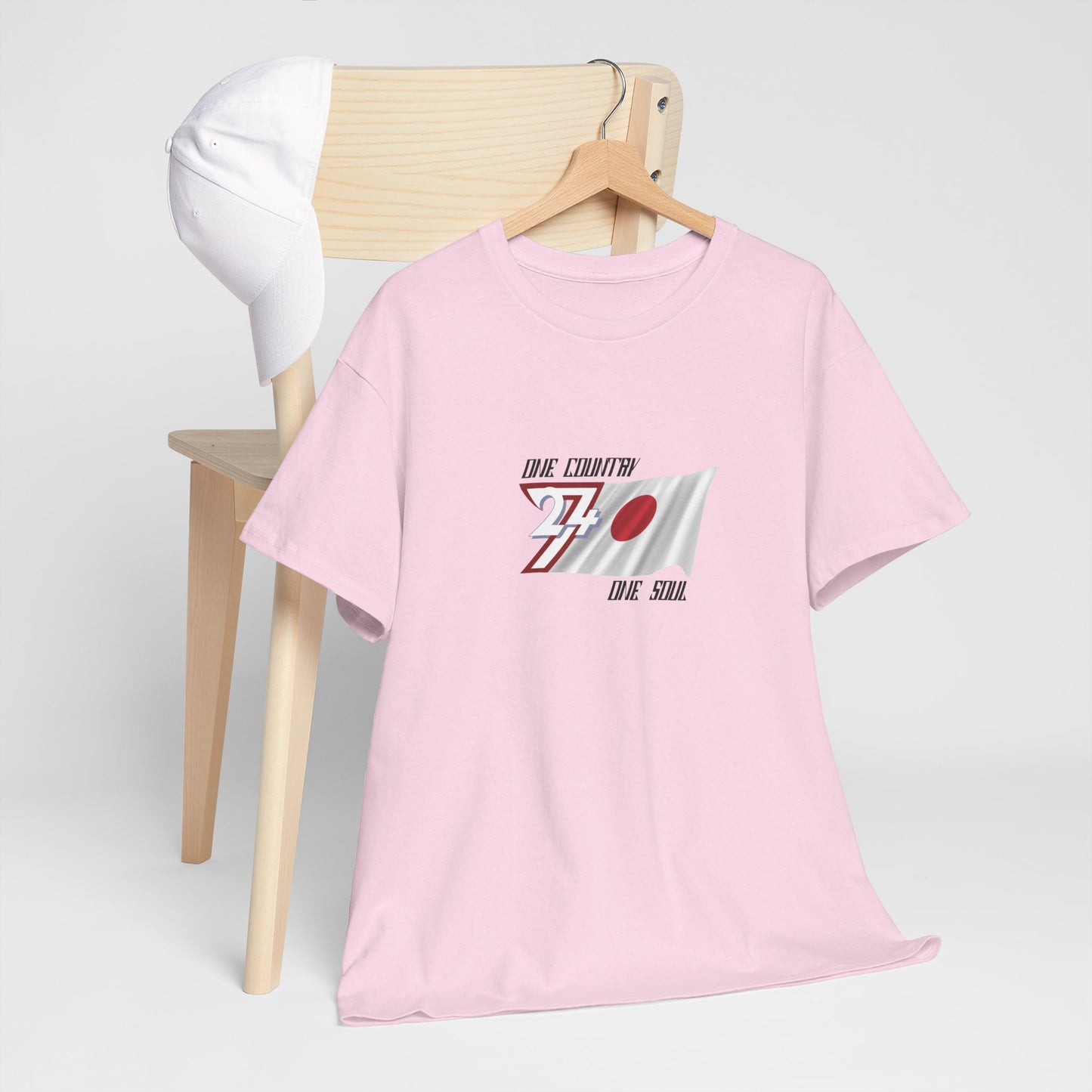 Unique Design 24/7 Japan Flag Printed Unisex custom T-shirt light pink