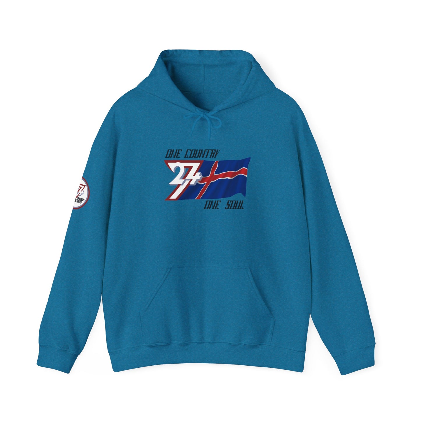 Unique Design 24/7 Iceland Flag Printed Unisex custom Hoodie antique saphire