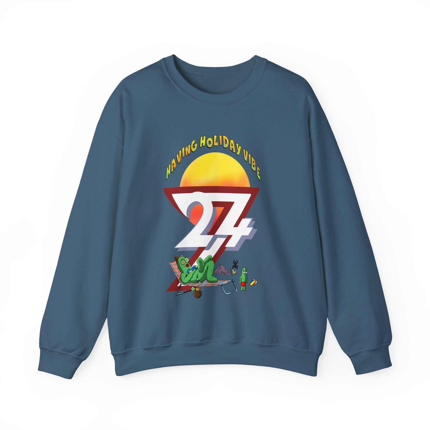 Unique Design Leonando Camping Holiday Heavy Blend™ Crewneck Sweatshirt indigo blue