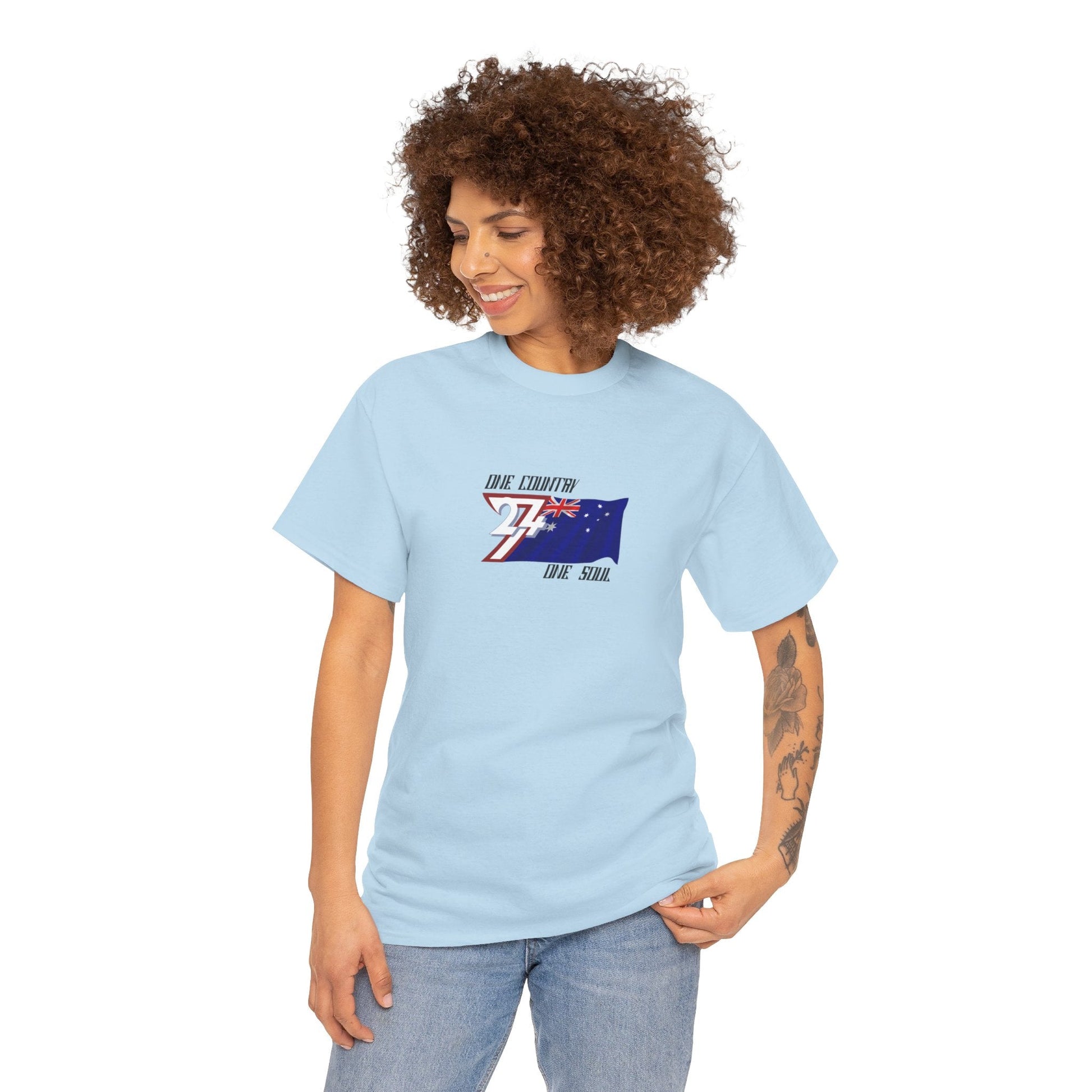 Unique Design Australia Flag Printed custom T-shirt light blue