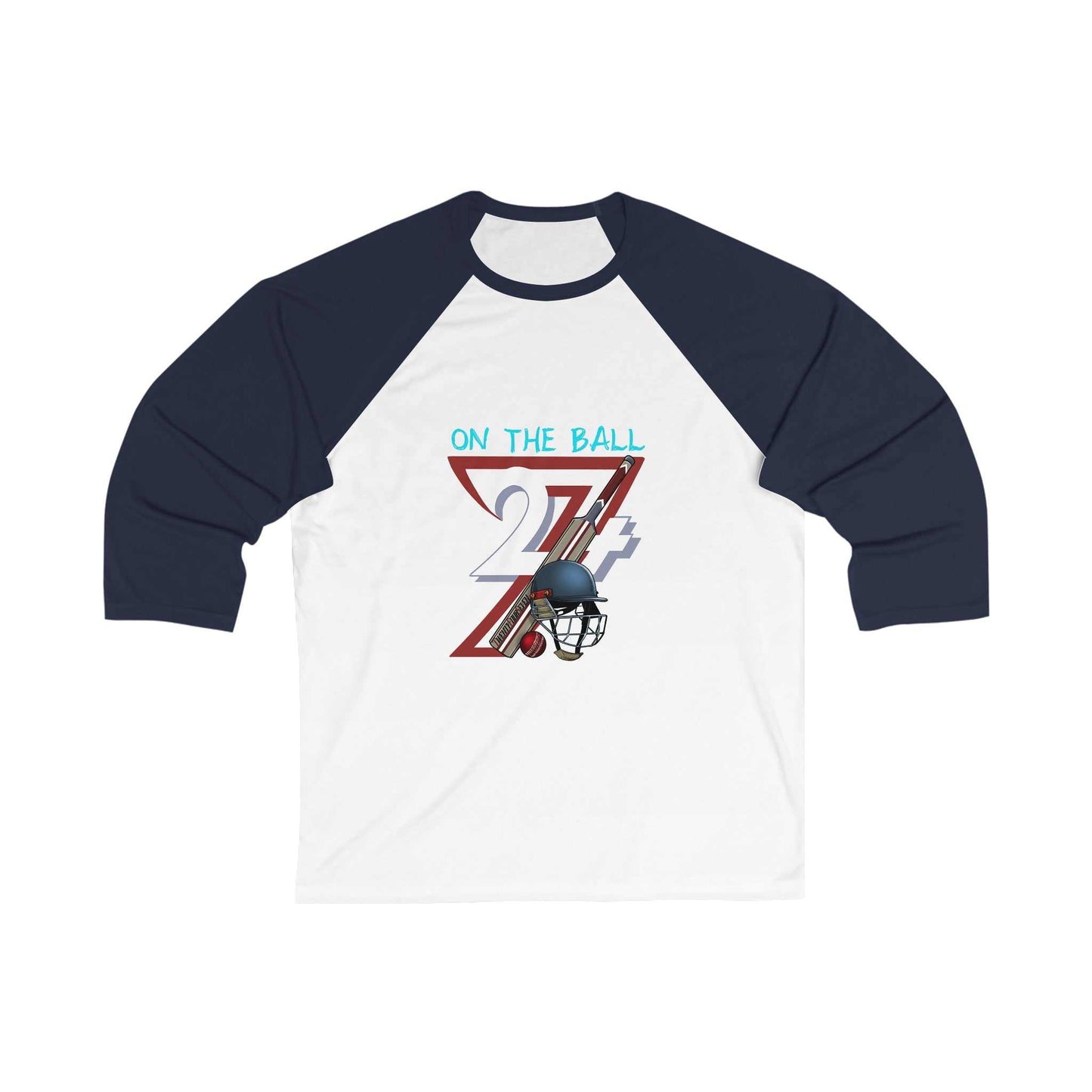 Unique Design Cricket 3\4 Sleeve Baseball Tee by 24/7 Unique Designs white-navy