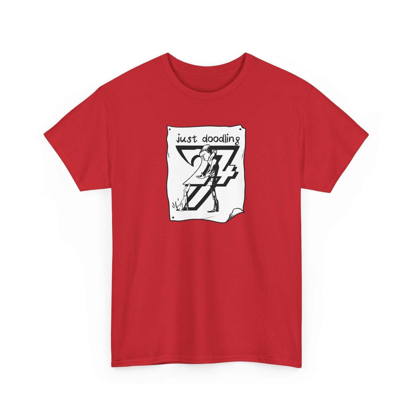 Unique Design Just Doodling Dog Owner Design T-shirt red