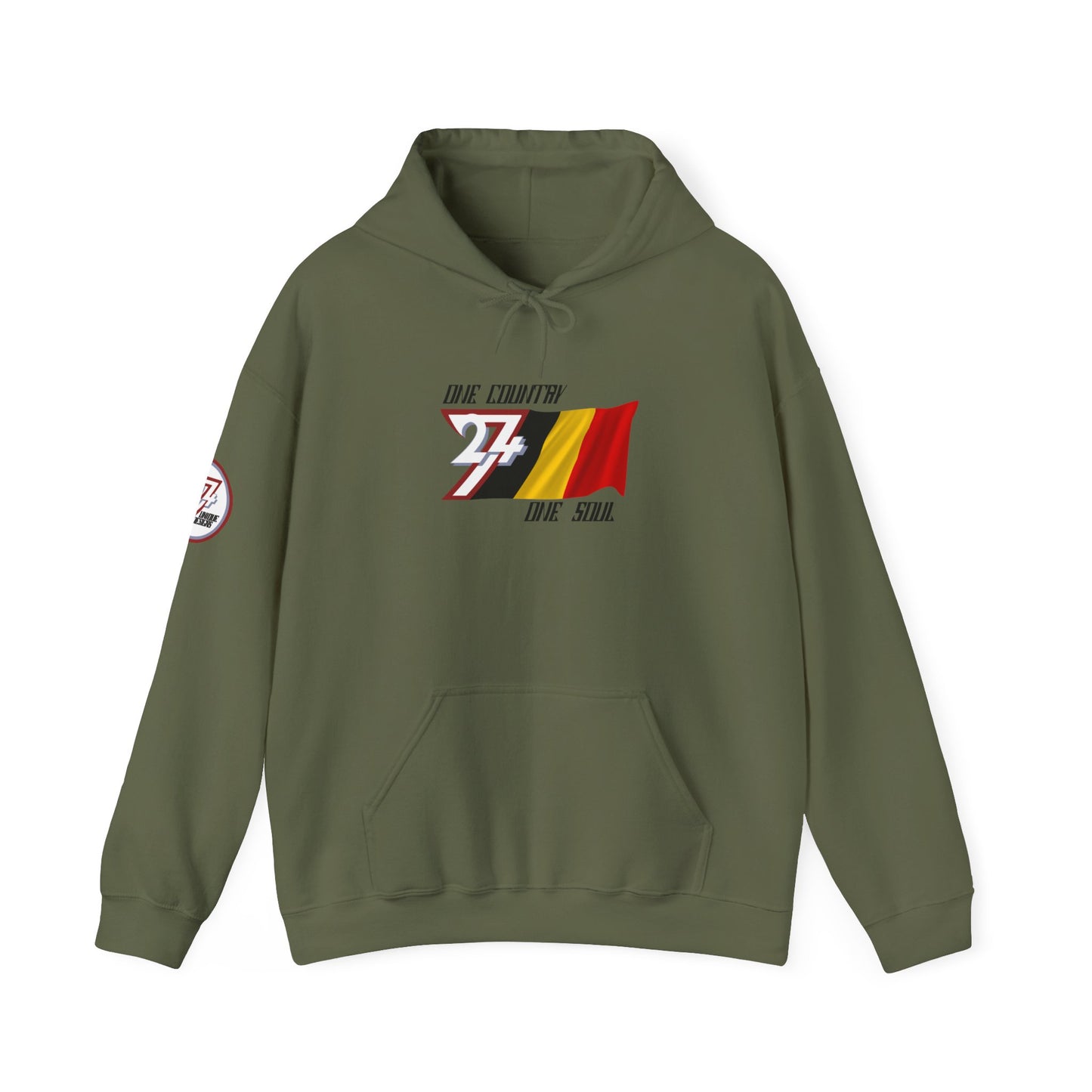Unique Design 24/7 Belgium Flag Printed Unisex custom Hoodie military green