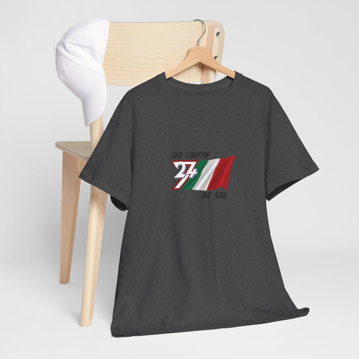 Unique Design 24/7 Italy Flag Printed Unisex custom T-shirt dark heather