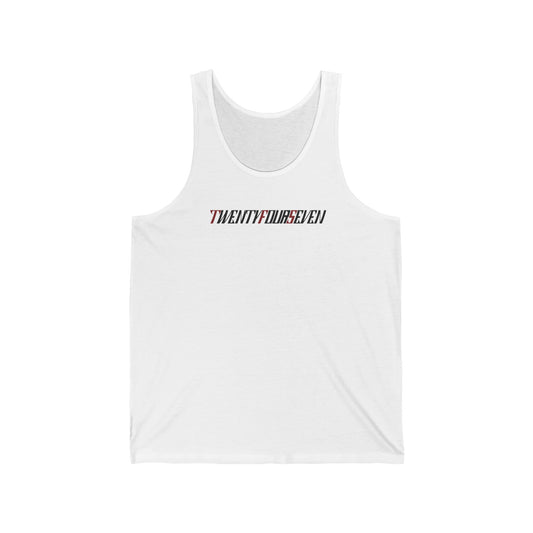 Unique Design Twentyfourseven text women's jersey tank top white