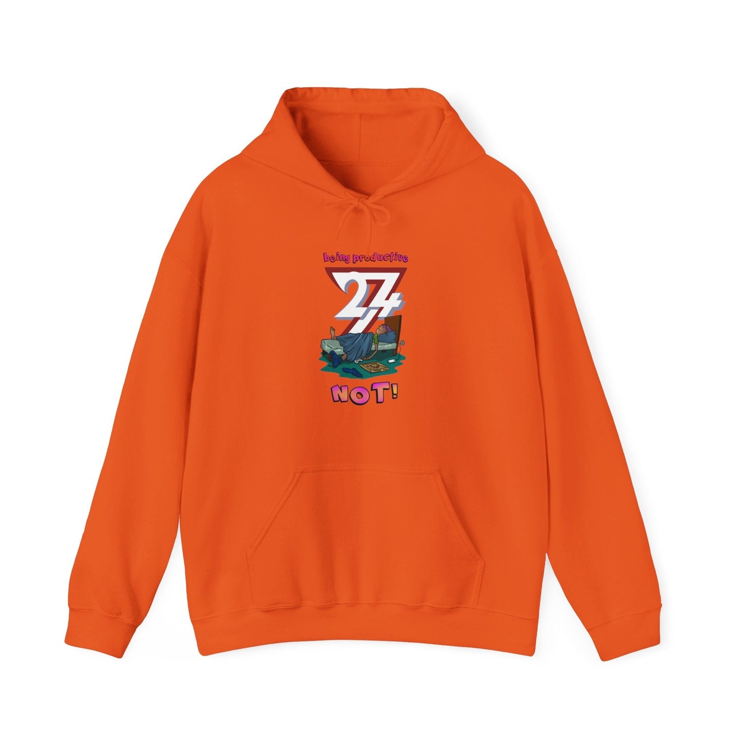 Unique Hoodie - Lazy Teen Printed by 24/7 Unique Designs, orange with eye-catching print.